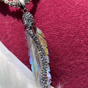 Genuine rare abalone shell carved feather